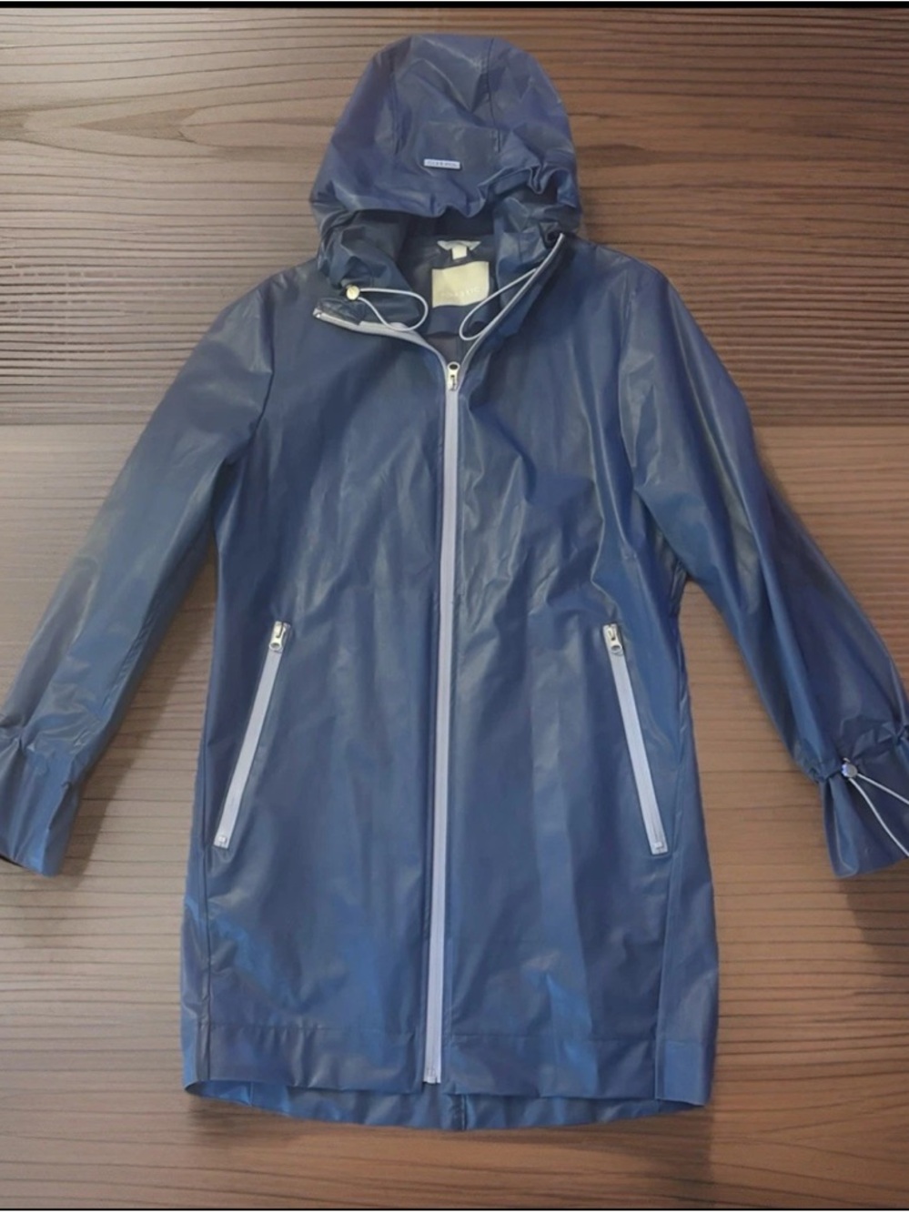 Soia & Kyo Montella Mid Length Blue Rain Jacket- M - Picture 2 of 12